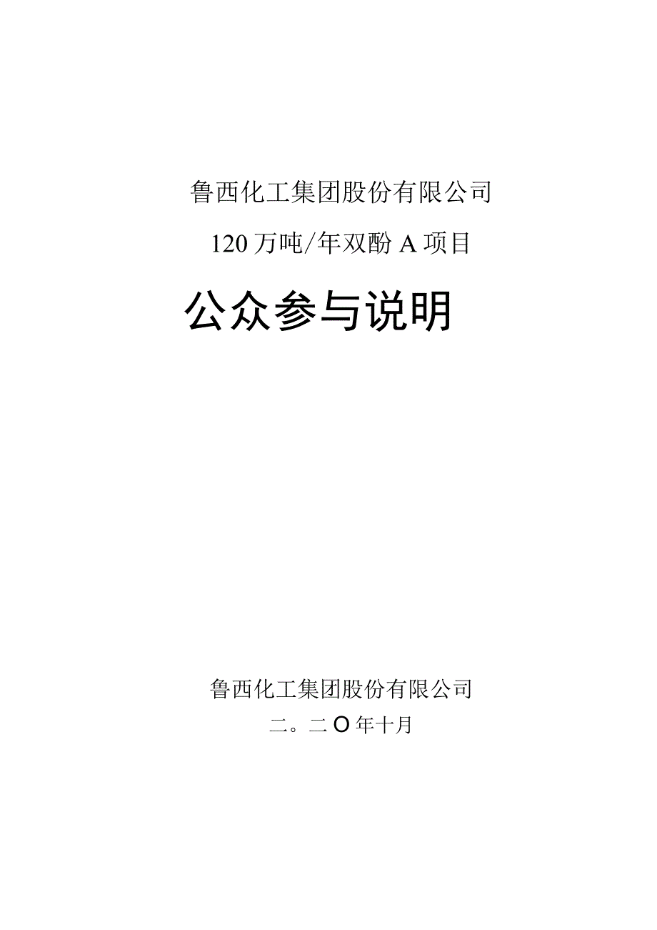 鲁西化工集团股份有限公司120万吨年双酚A项目公众参与说明.docx_第1页