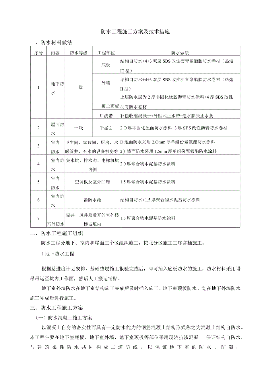 防水工程技术施工方案.docx_第1页