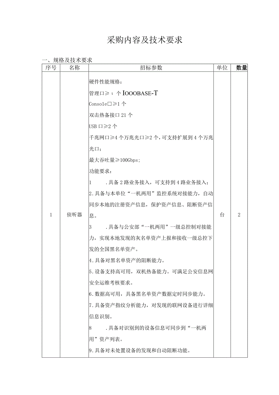 采购内容及技术要求.docx_第1页