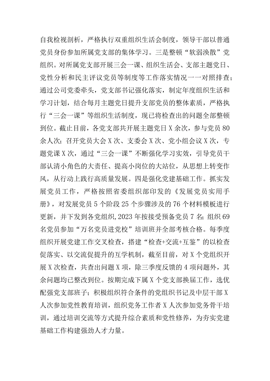 公司党委2023年全面从严治党工作情况报告.docx_第3页