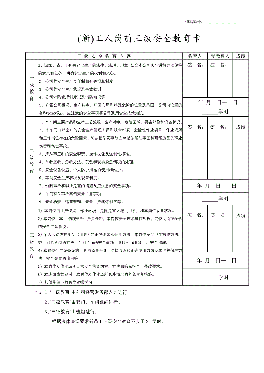 某企业一人一档职工安全教育培训档案.doc_第1页