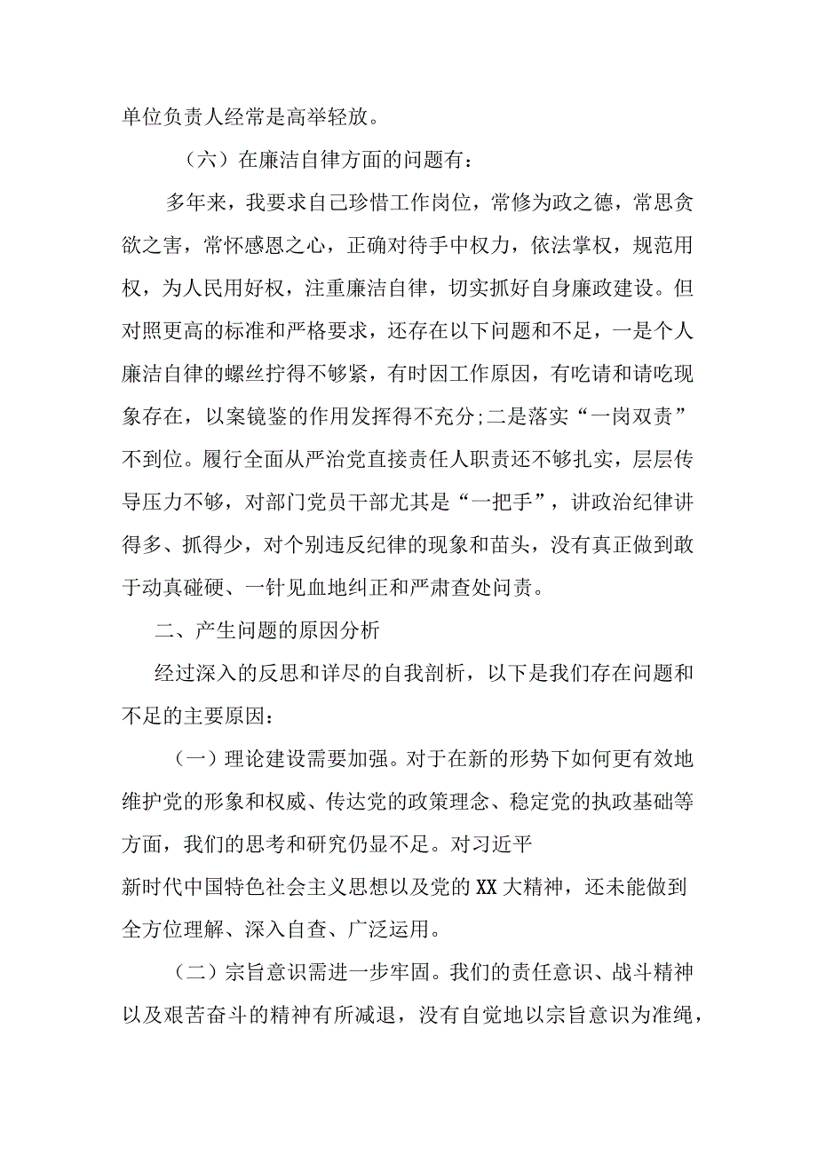 公司领导2023年度专题民主生活会个人对照材料.docx_第3页