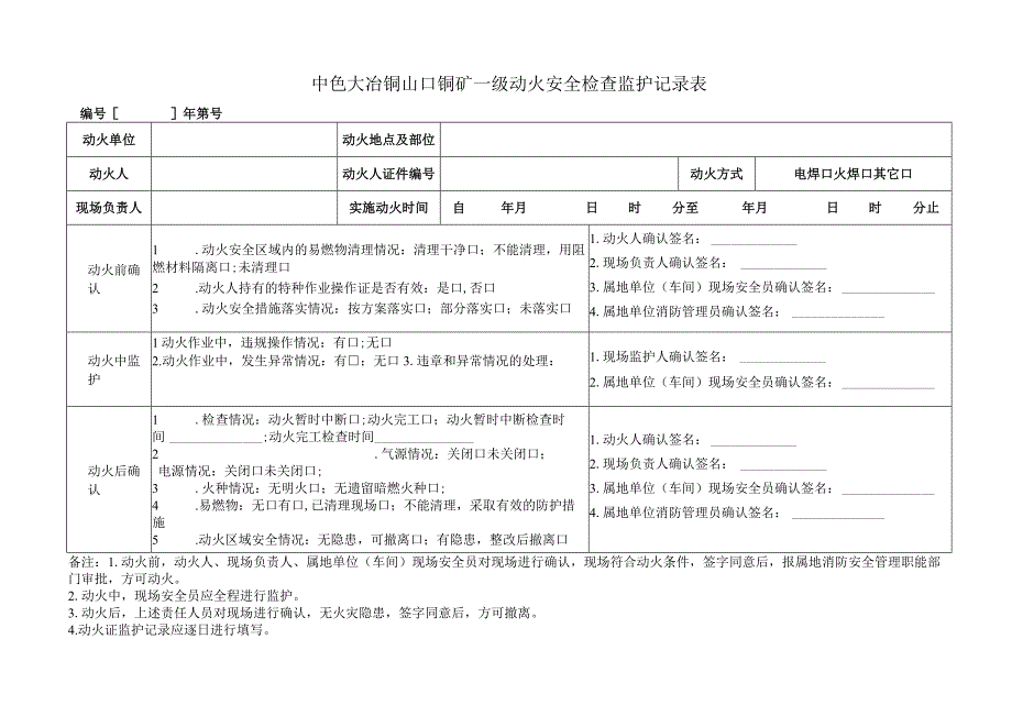 一级动火安全检查监护记录表.docx_第1页