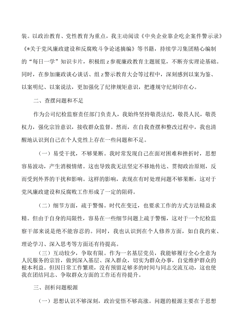 公司纪检整顿个人检查剖析发言.docx_第2页