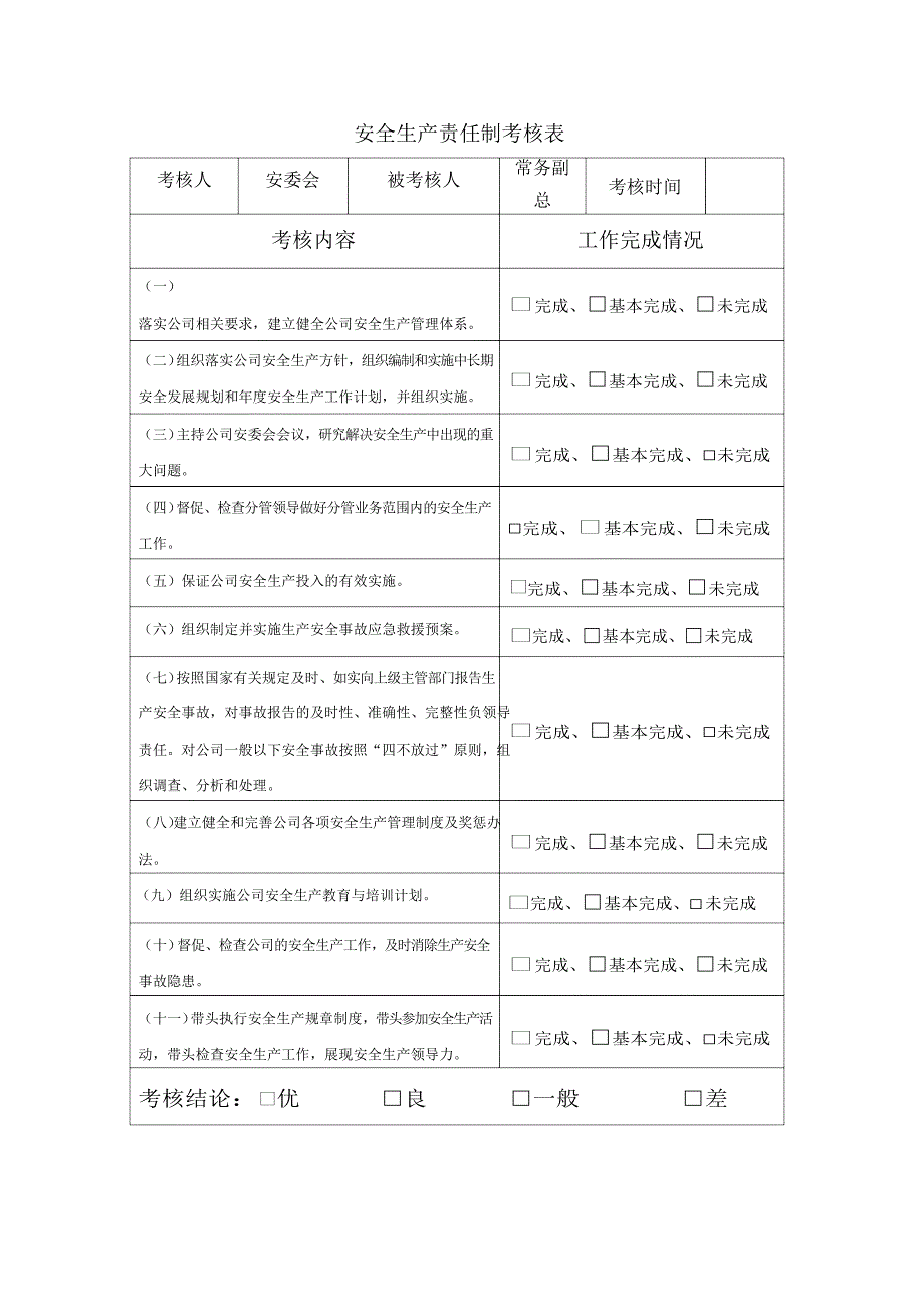 企业安全生产责任制考核表.docx_第2页