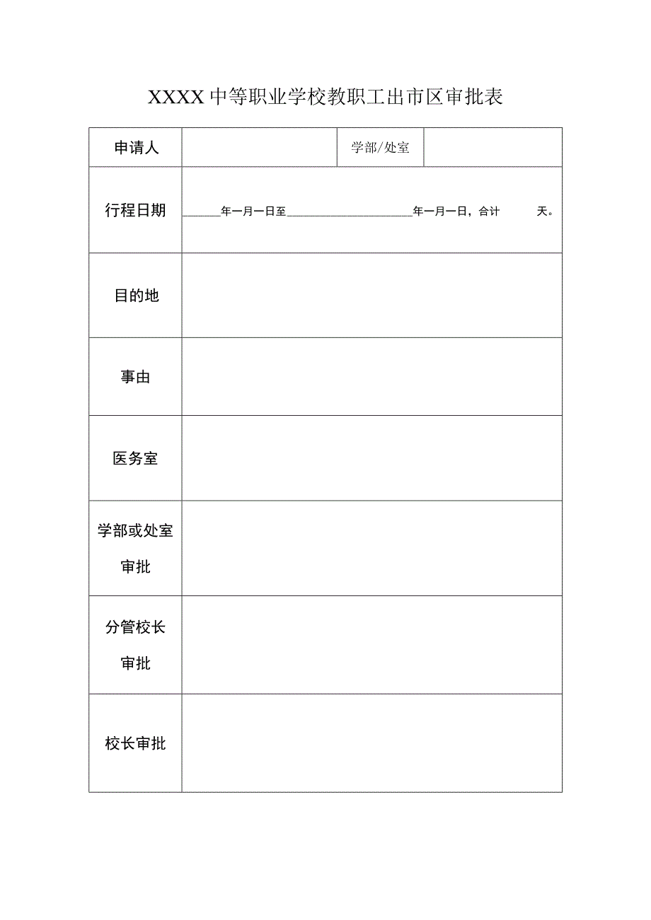 中等职业学校教职工出市审批表.docx_第1页