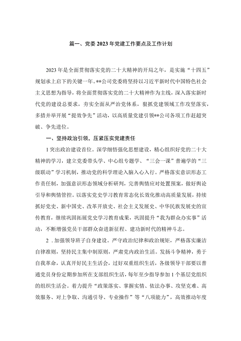 党委2023年党建工作要点及工作计划12篇供参考.docx_第2页