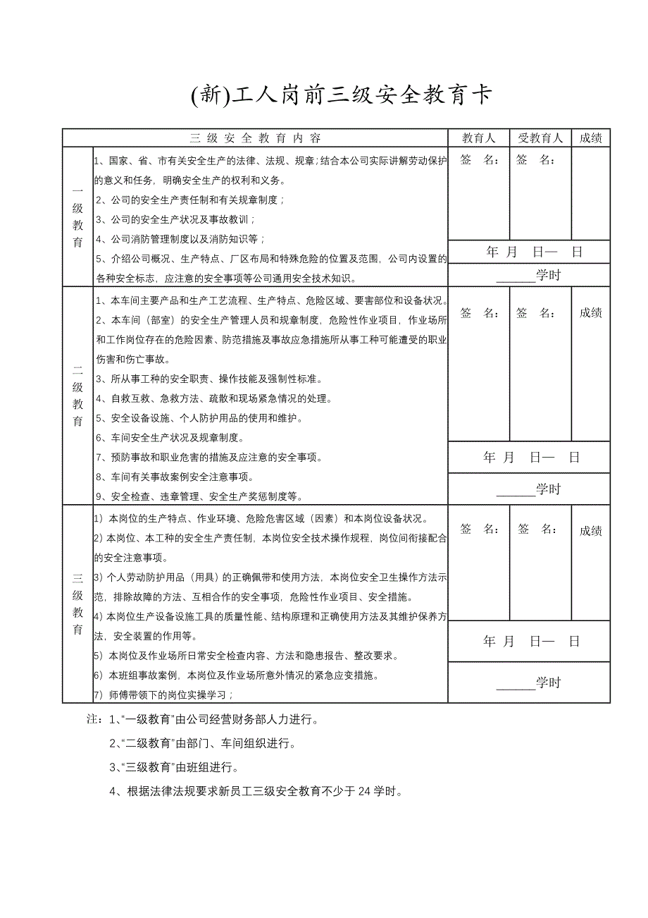 一人一档职工安全教育培训档案.doc_第1页