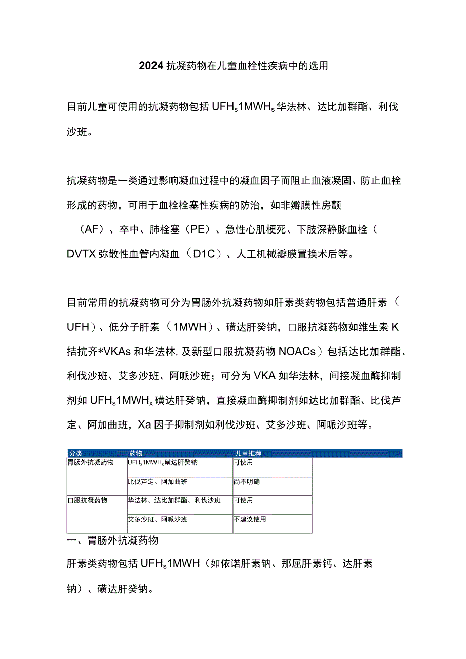 2024抗凝药物在儿童血栓性疾病中的选用.docx_第1页