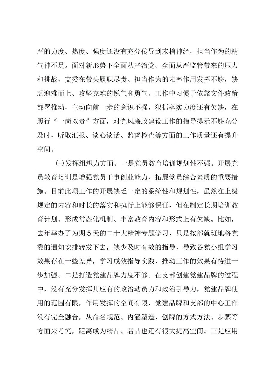 主题教育专题组织生活会问题清单（党支部+支委班子）.docx_第2页