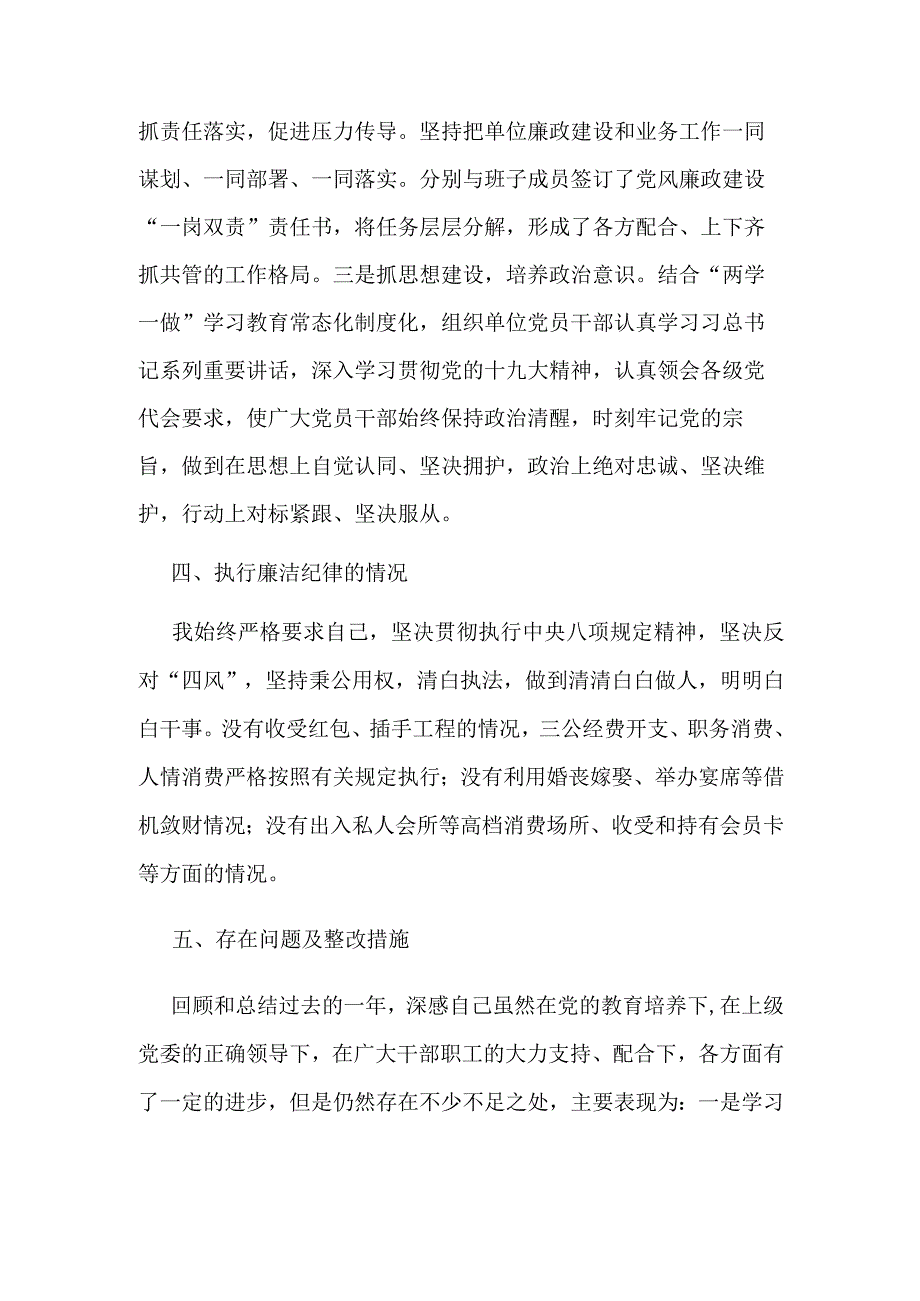 个人履行管党治党责任和执行廉洁纪律等述责述廉报告.docx_第3页