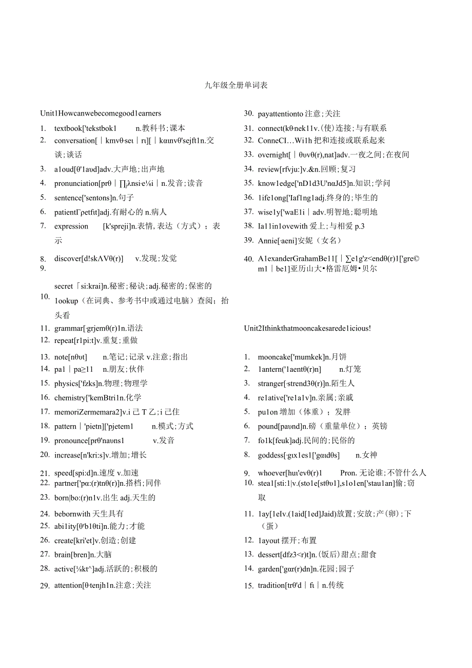 九年级全册单词表.docx_第1页