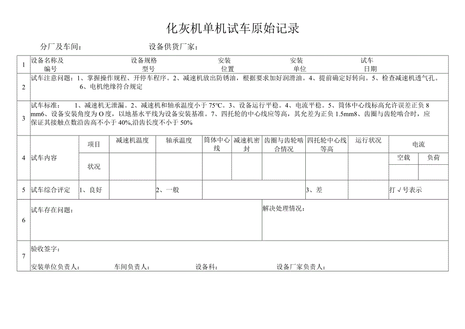 化灰机单机试车原始记录.docx_第1页