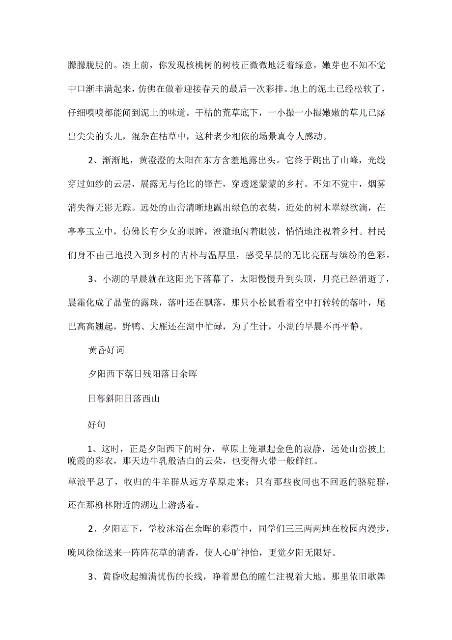 小学描写清晨黄昏月色和星空的好词好句好段汇总.docx_第2页