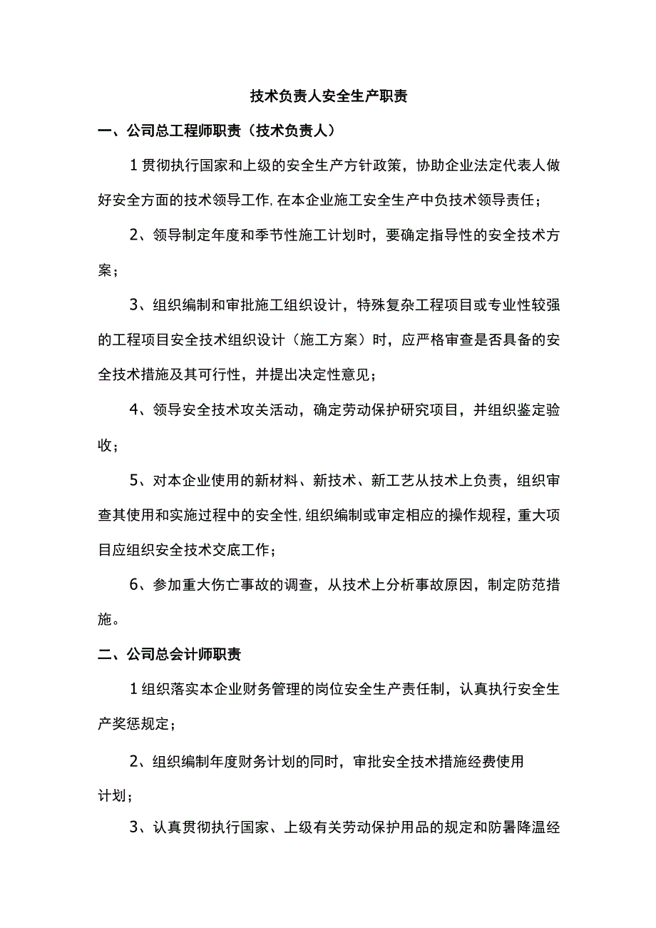 技术负责人安全生产职责.docx_第1页