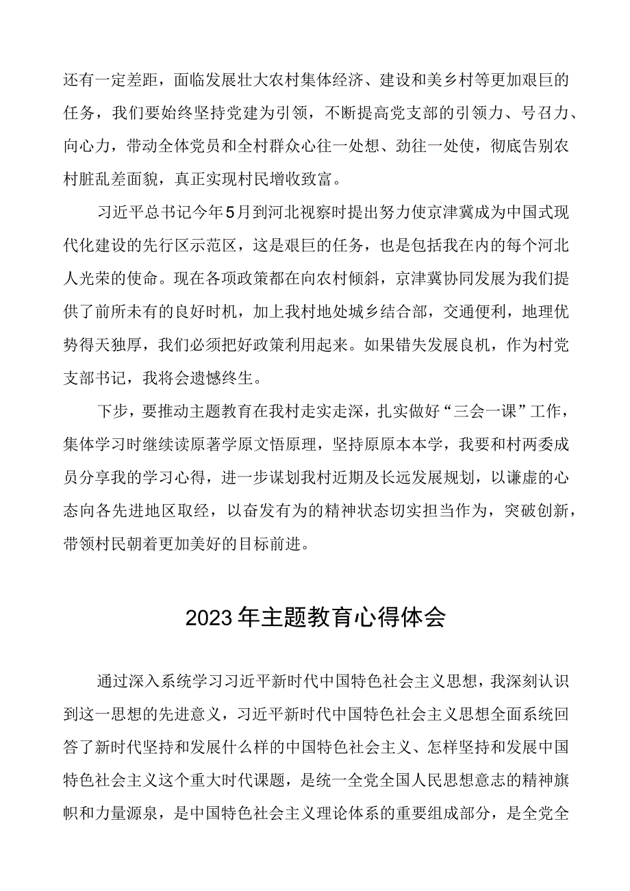 村支部书记关于2023年第二批主题教育心得体会(九篇).docx_第2页