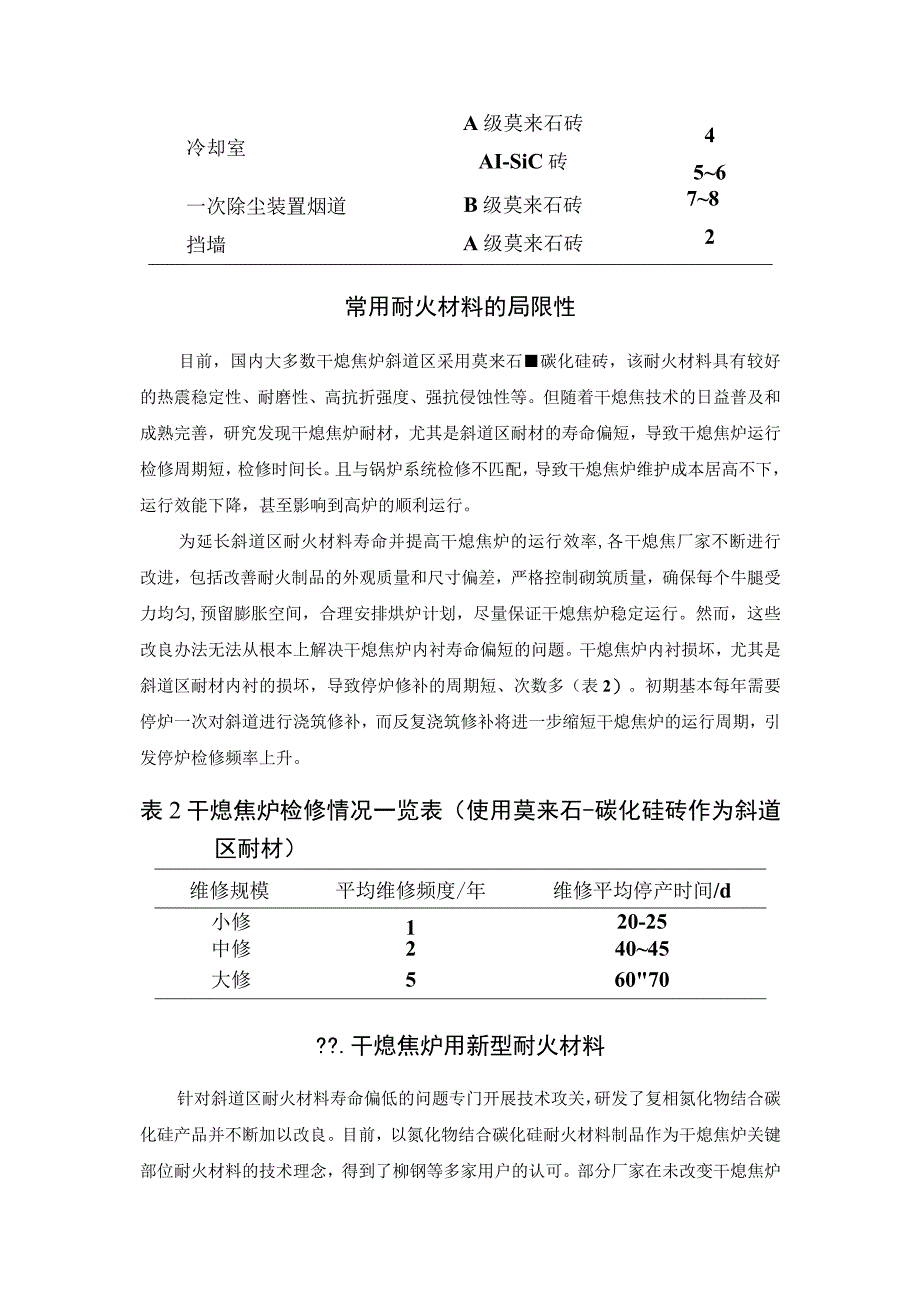 干熄焦炉各部位用耐火材料的选择配置及炉衬易损部位的损毁机理.docx_第2页