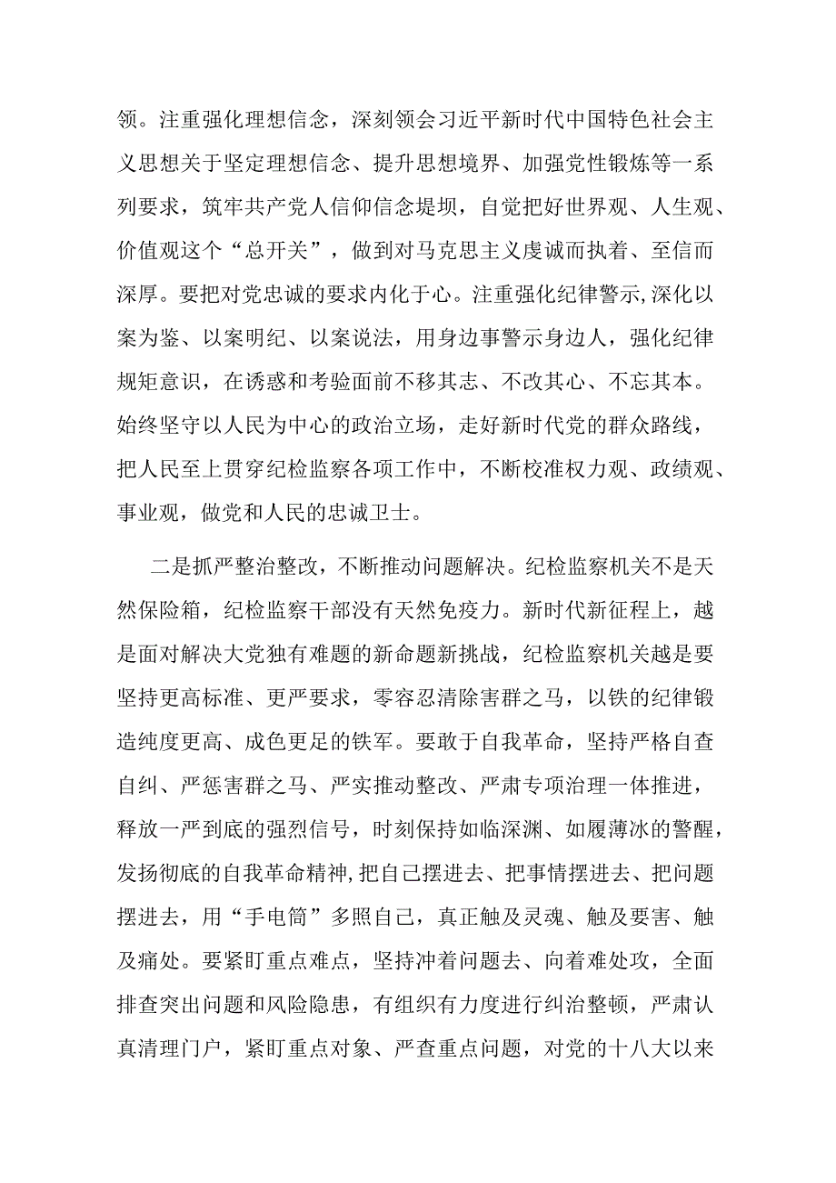 市纪委监委办公厅主任纪检监察干部队伍教育整顿研讨发言(二篇).docx_第2页