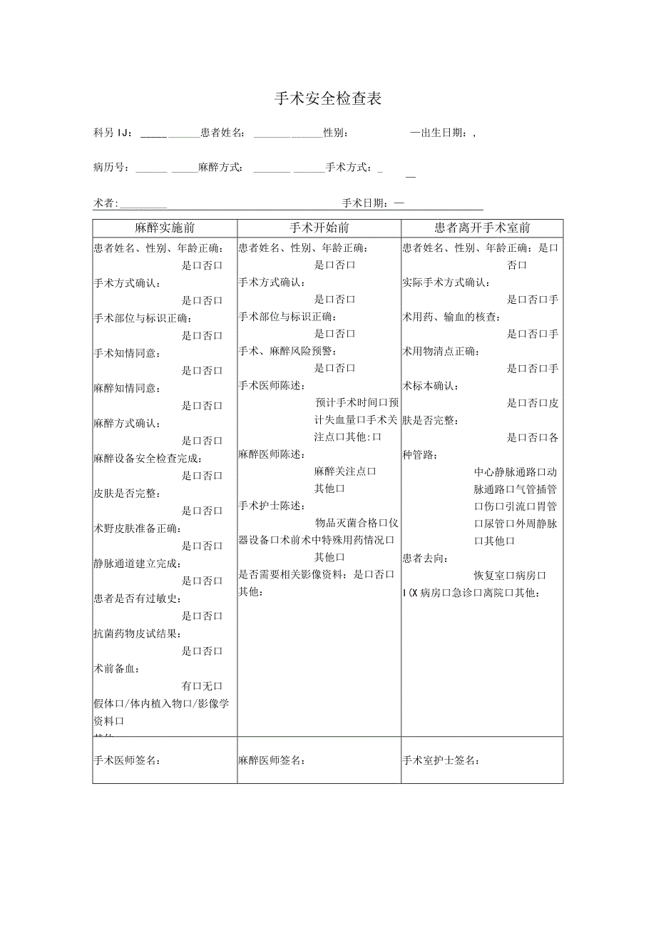 美容医院手术安全检查表.docx_第1页