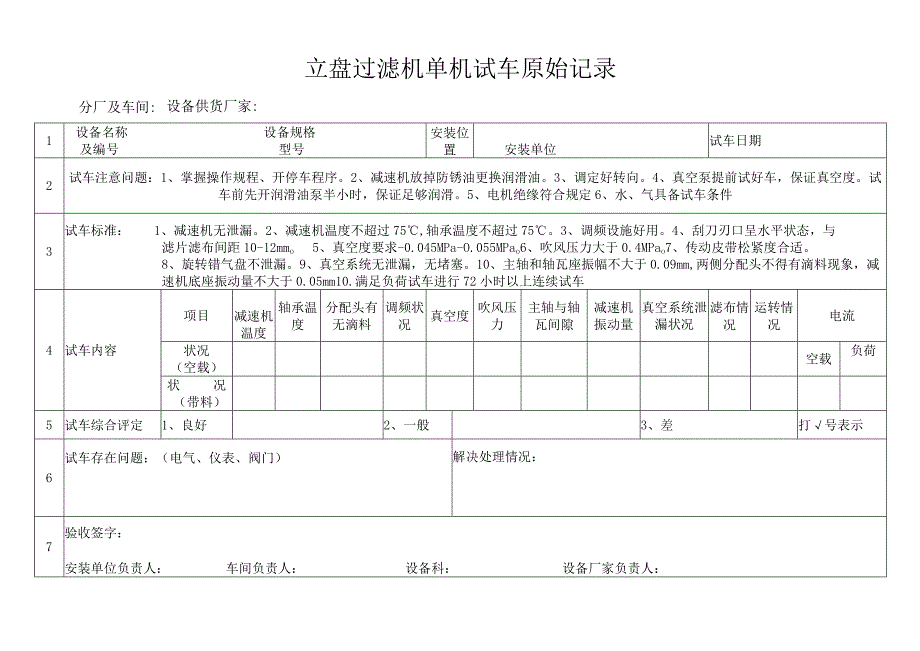 立盘过滤机单机试车原始记录.docx_第1页