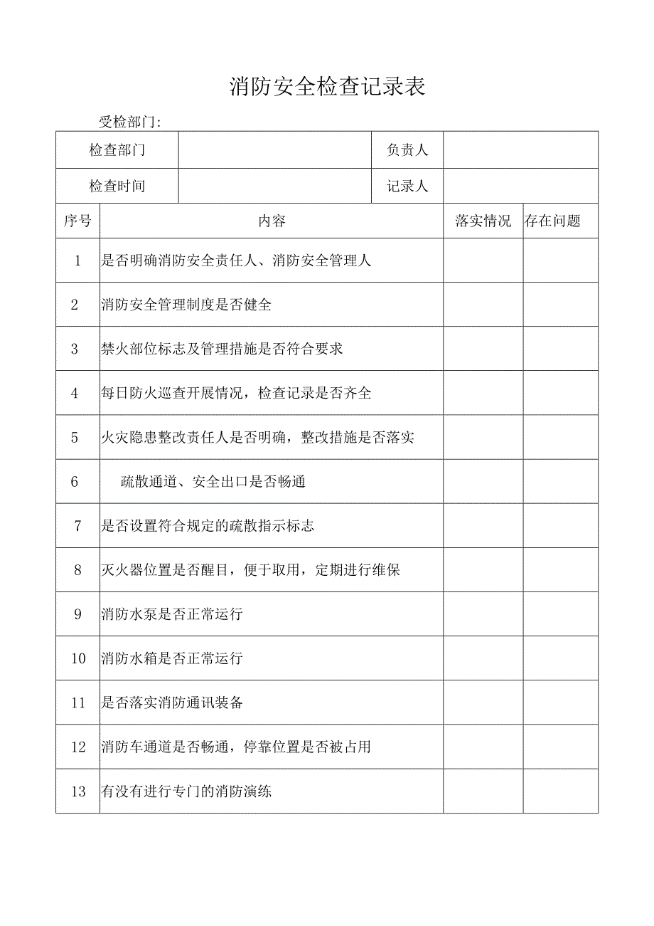 消防安全检查记录表.docx_第1页