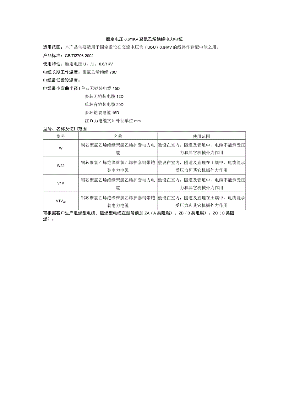 额定电压061KV聚氯乙烯绝缘电力电缆.docx_第1页