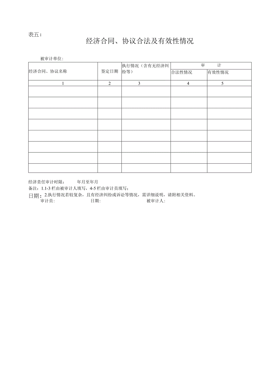 表五经济合同、协议合法及有效性情况.docx_第1页