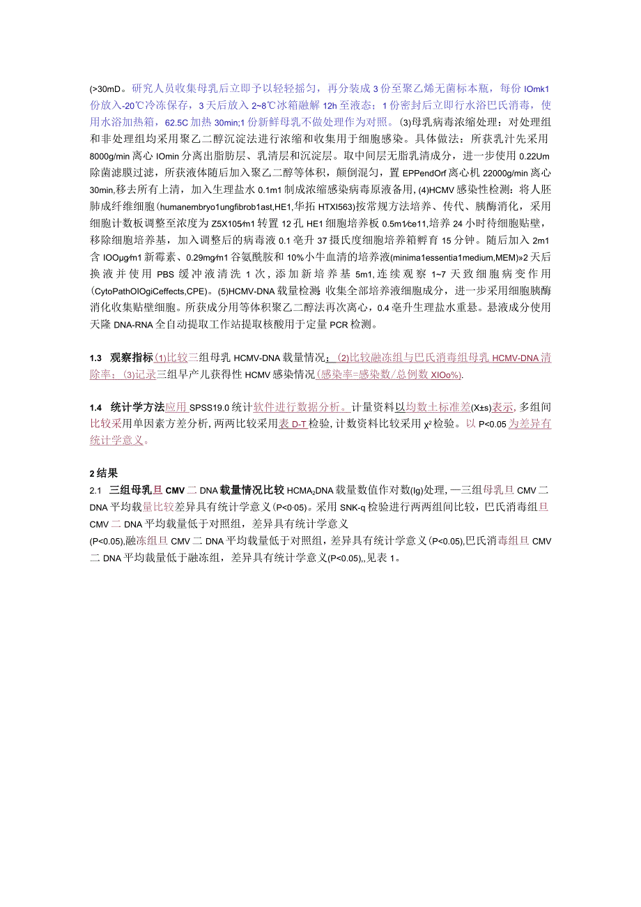 融冻与巴氏消毒法对母乳巨细胞病毒感染性的影响.docx_第3页