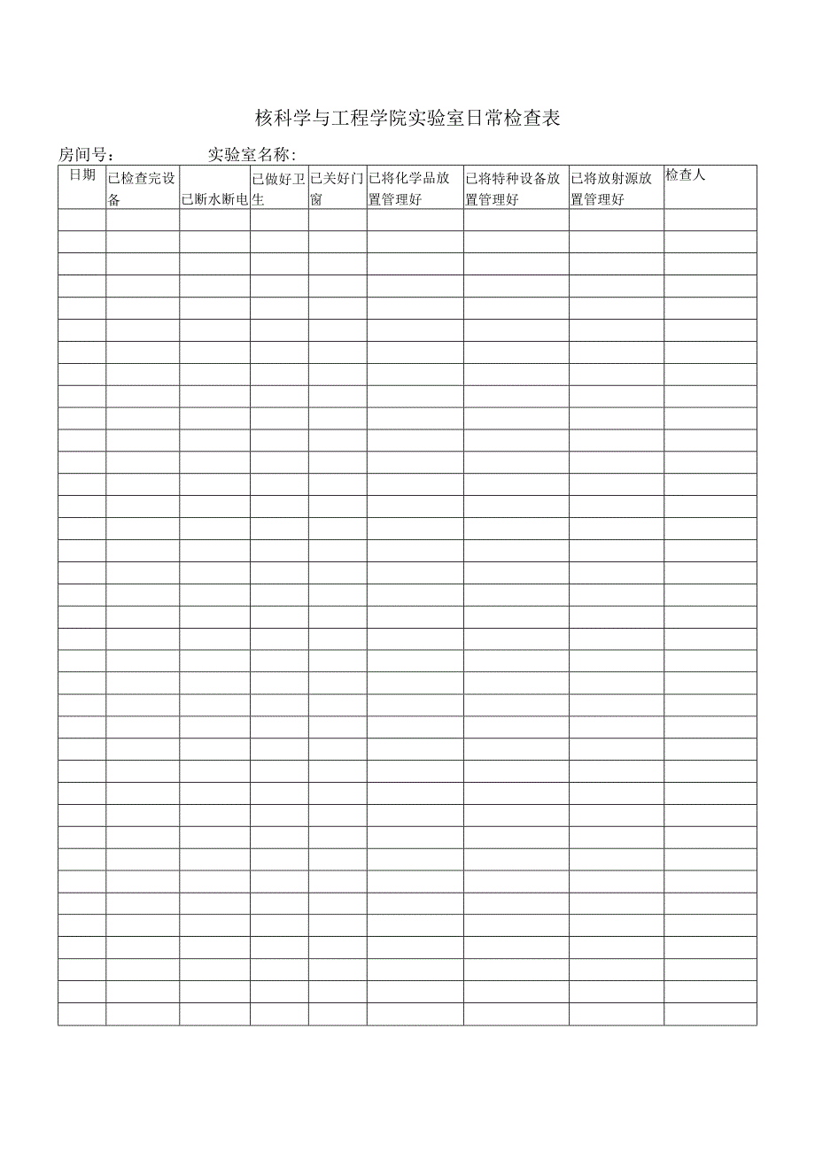 核科学与工程学院实验室日常检查表.docx_第1页