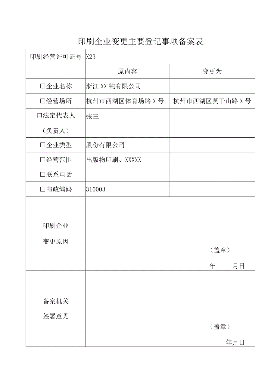 印刷企业变更主要登记事项备案表.docx_第1页