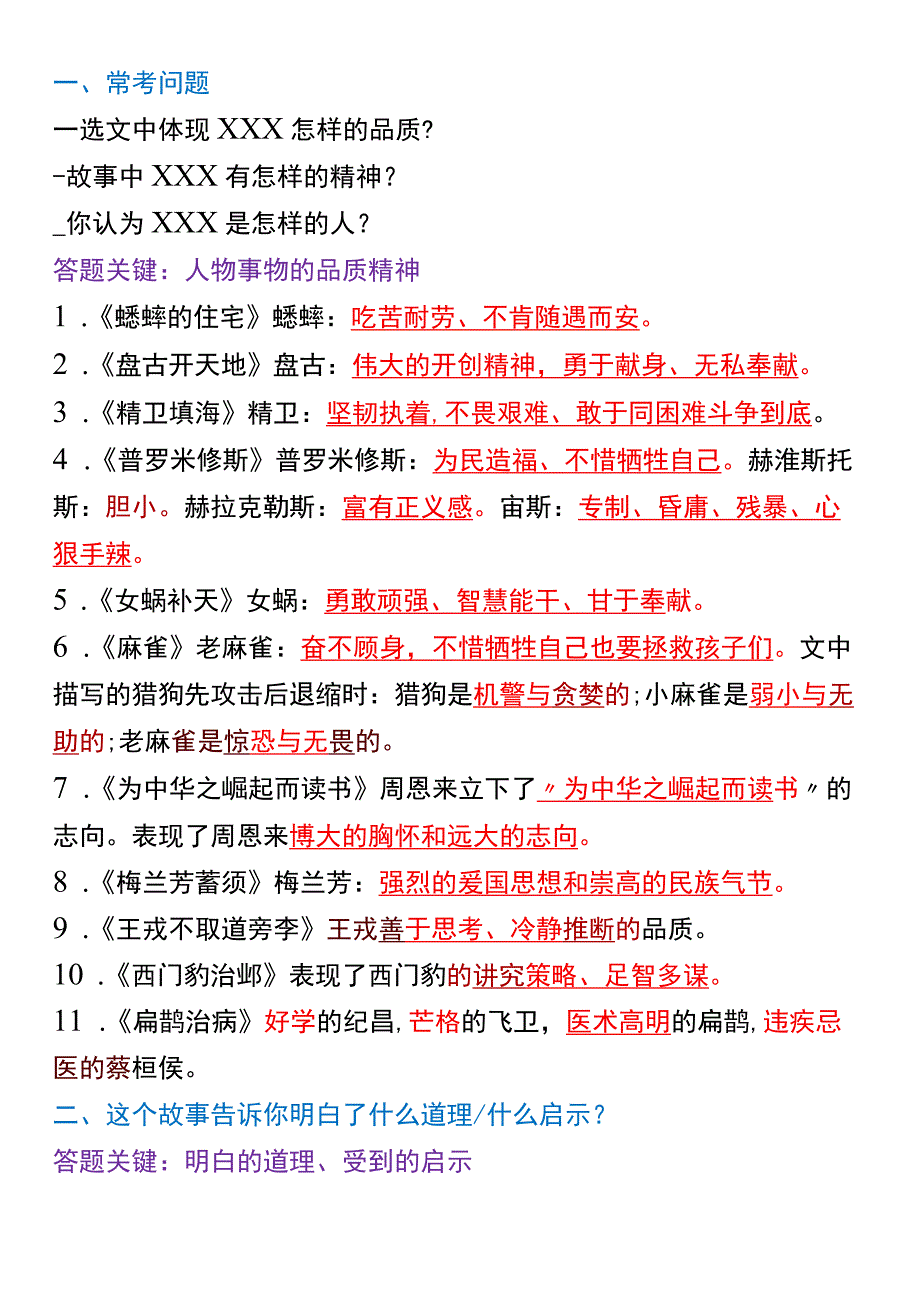 四上期末课内阅读 常考问题必备.docx_第1页