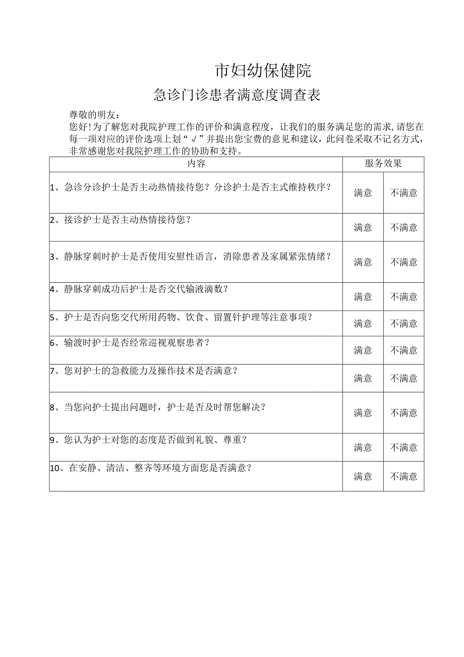 急诊门诊患者满意度调查表.docx_第1页