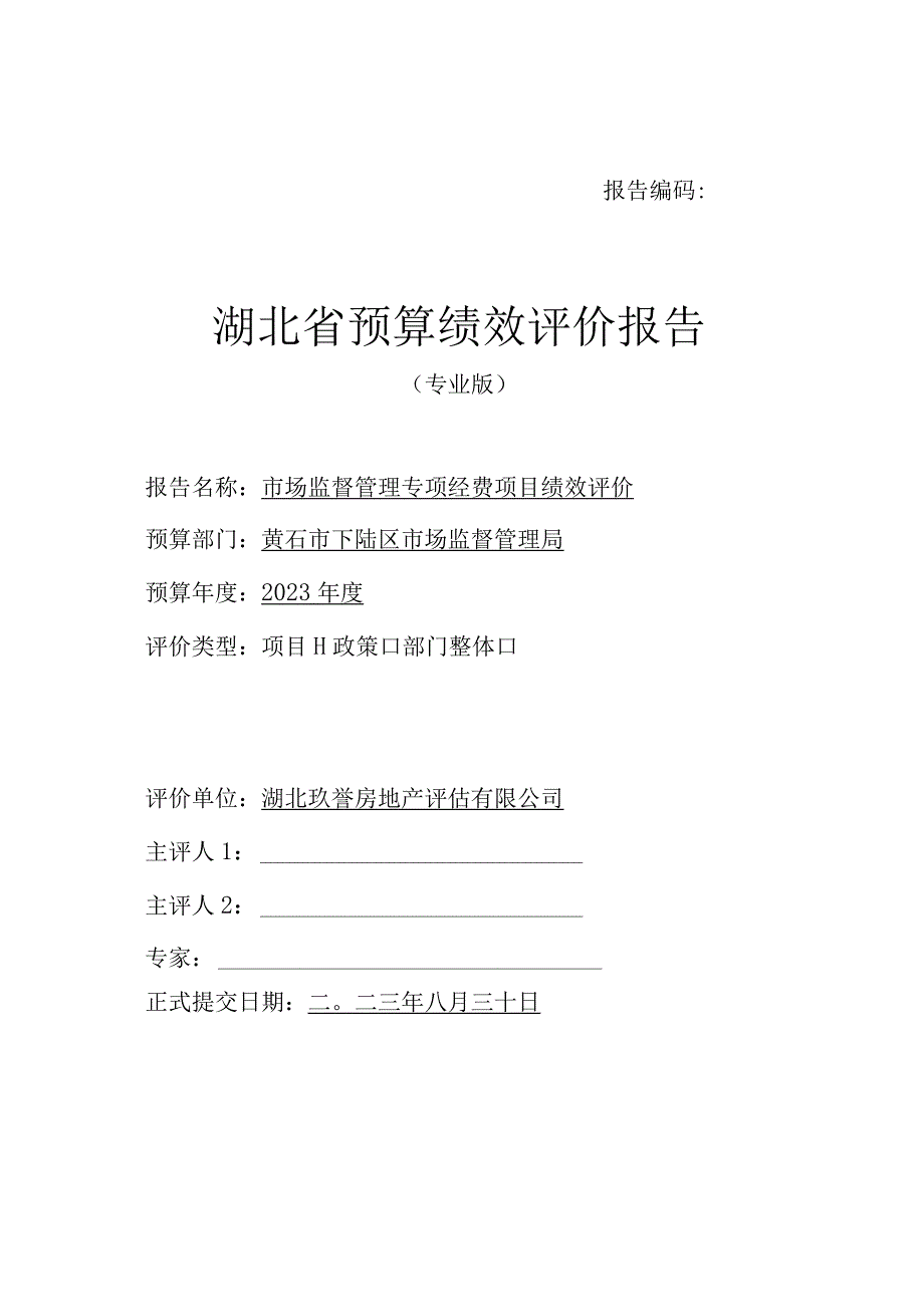 报告编码湖北省预算绩效评价报告.docx_第1页