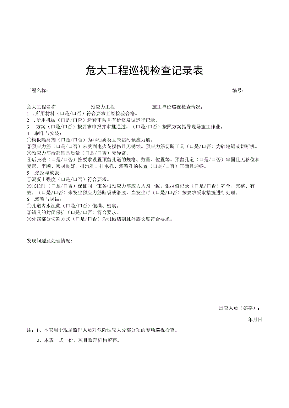 危大工程巡视检查记录表（预应力工程）.docx_第1页