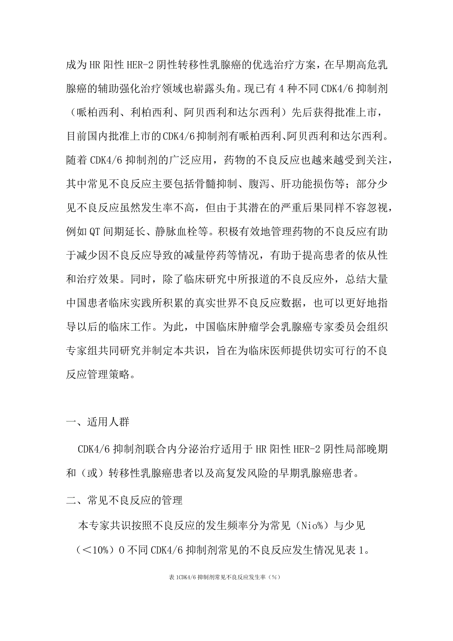 最新：乳腺癌CDK46抑制剂相关性不良反应管理共识.docx_第2页