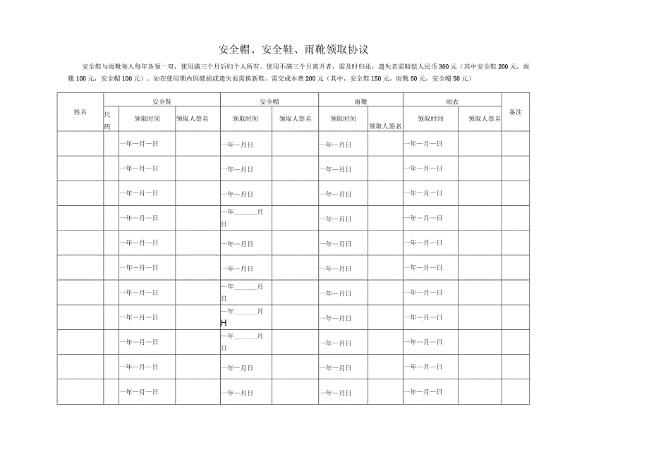 劳保用品领取协议表资料.docx_第1页