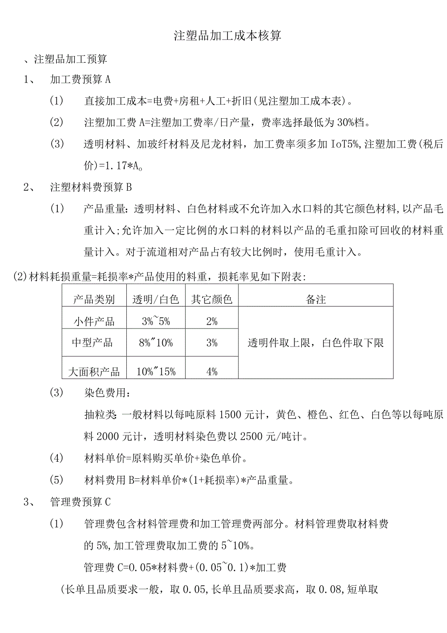 注塑品加工成本核算.docx_第1页