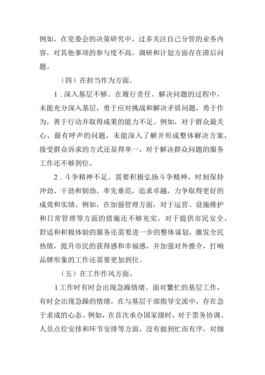 副总经理2023年度主题教育专题民主生活对照检查材料.docx_第3页