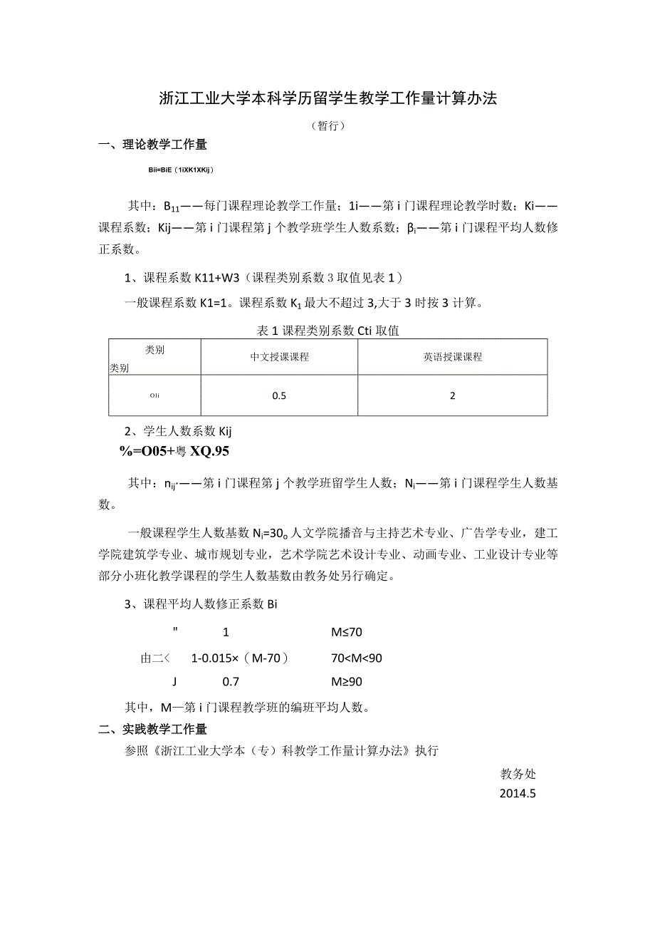 浙江工业大学本科学历留学生教学工作量计算办法.docx_第1页