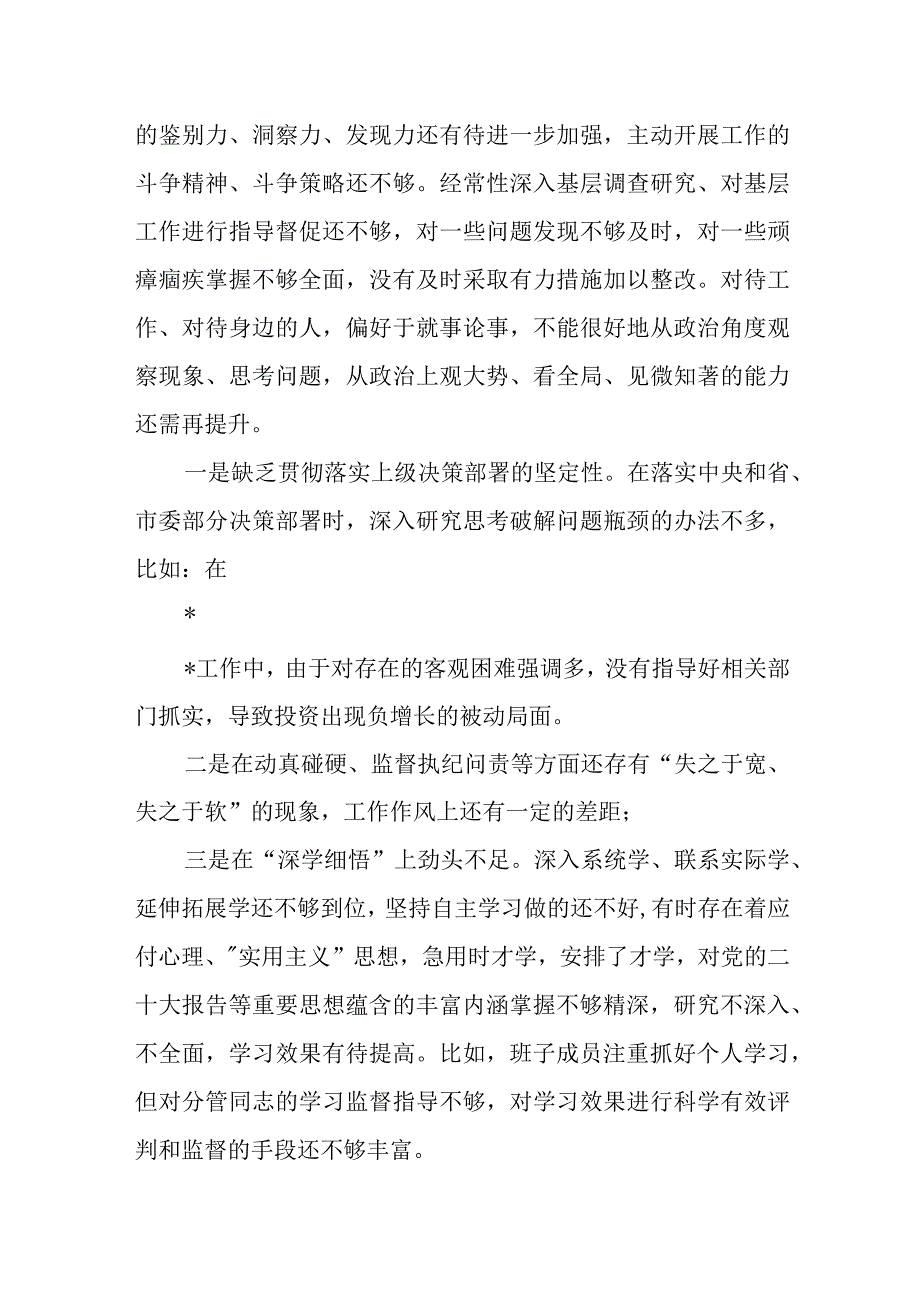 某市政府党组2023年度专题民主生活会对照检查材料.docx_第3页