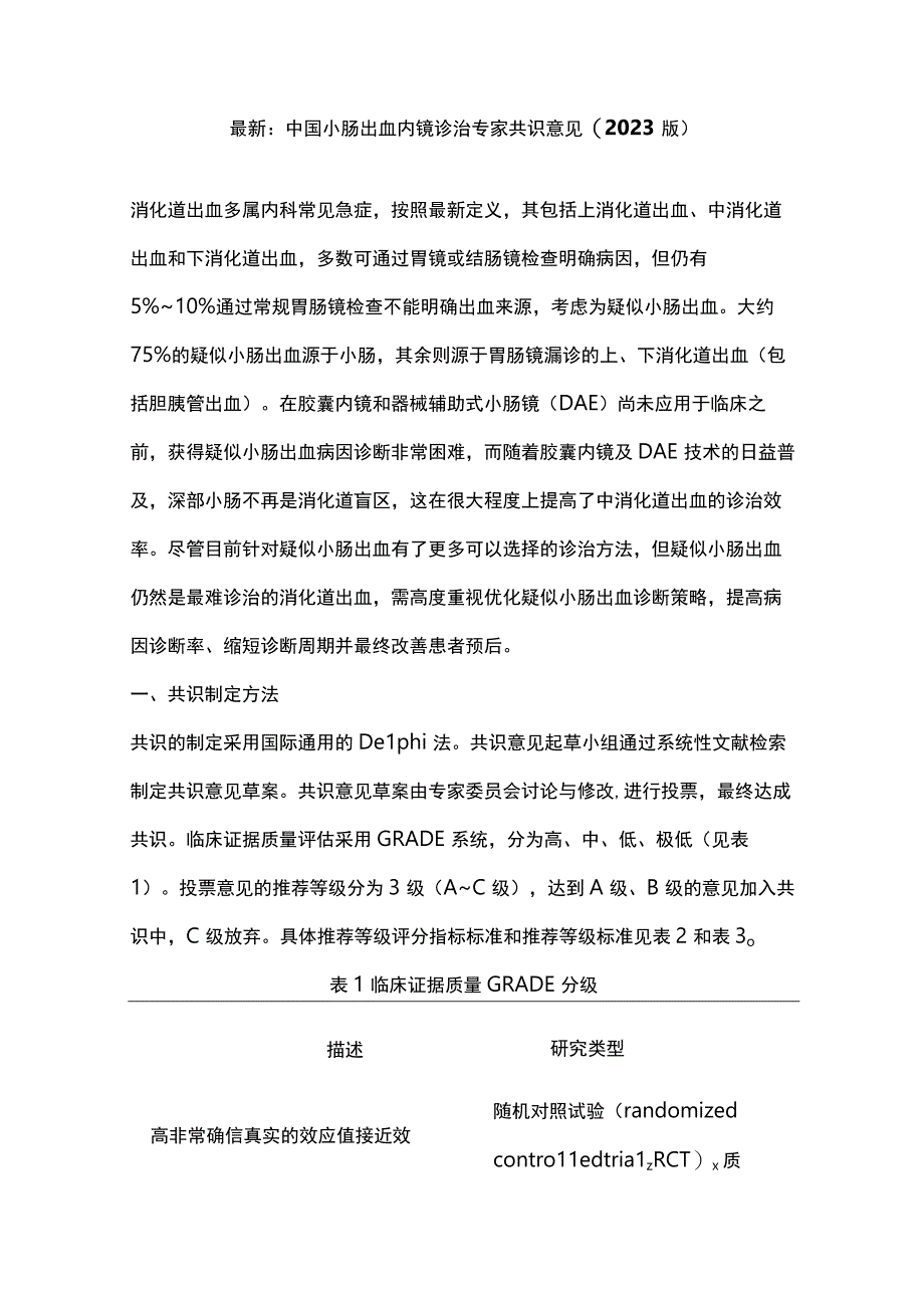 最新：中国小肠出血内镜诊治专家共识意见（2023版）.docx_第1页