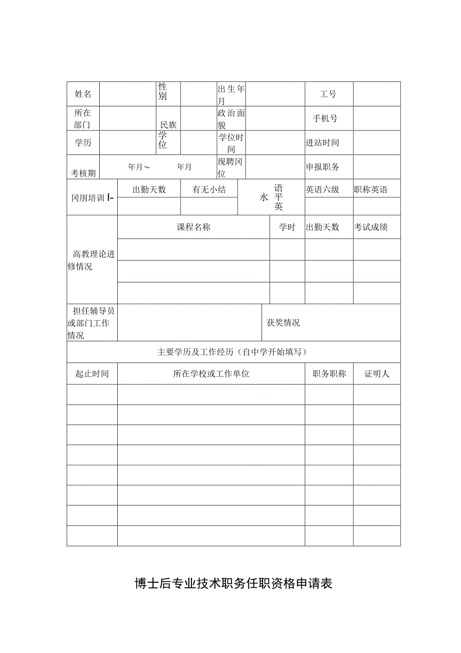 博士后专业技术职务任职资格申请表.docx_第1页