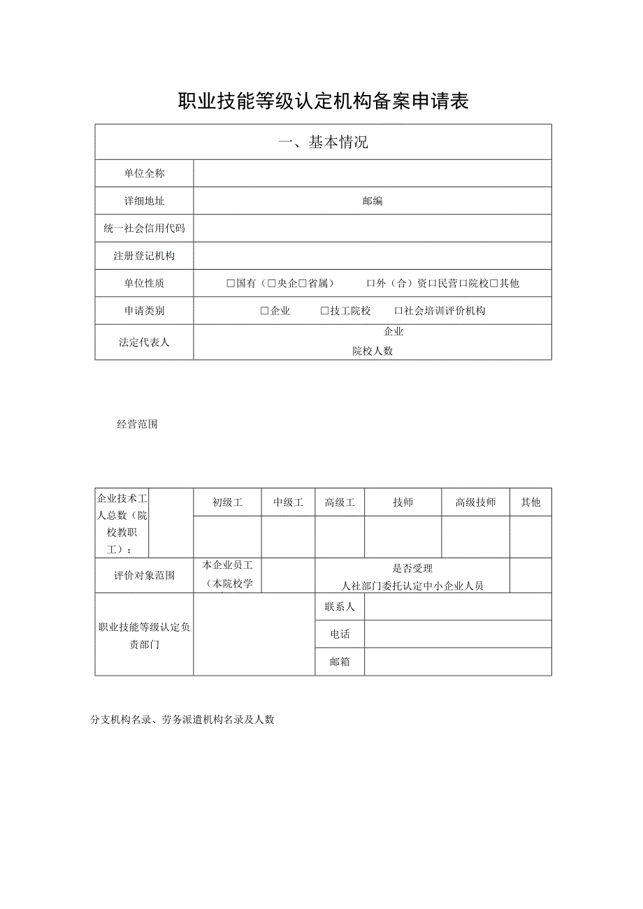 职业技能等级认定机构备案申请表.docx_第1页