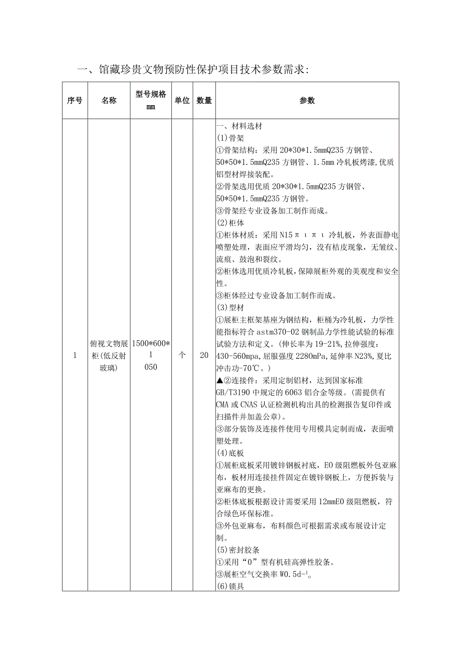 馆藏珍贵文物预防性保护项目技术参数需求.docx_第1页