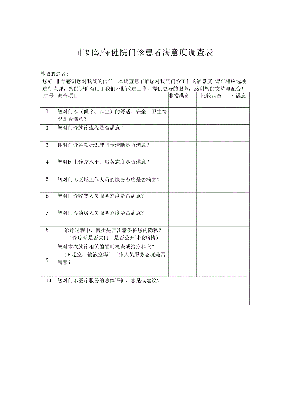 门诊满意度调查表.docx_第1页