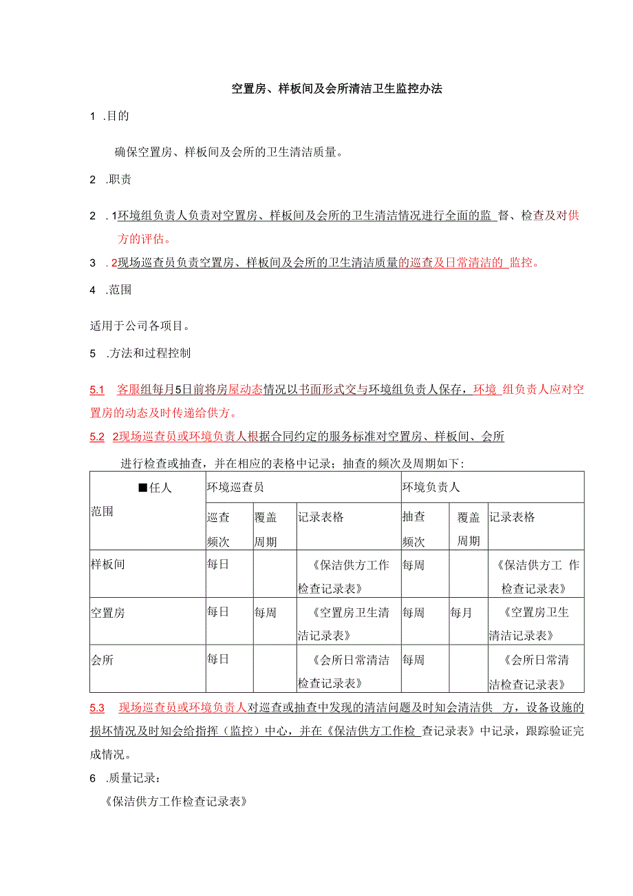 01空置房、样板间及会所清洁卫生监控办法.docx_第1页