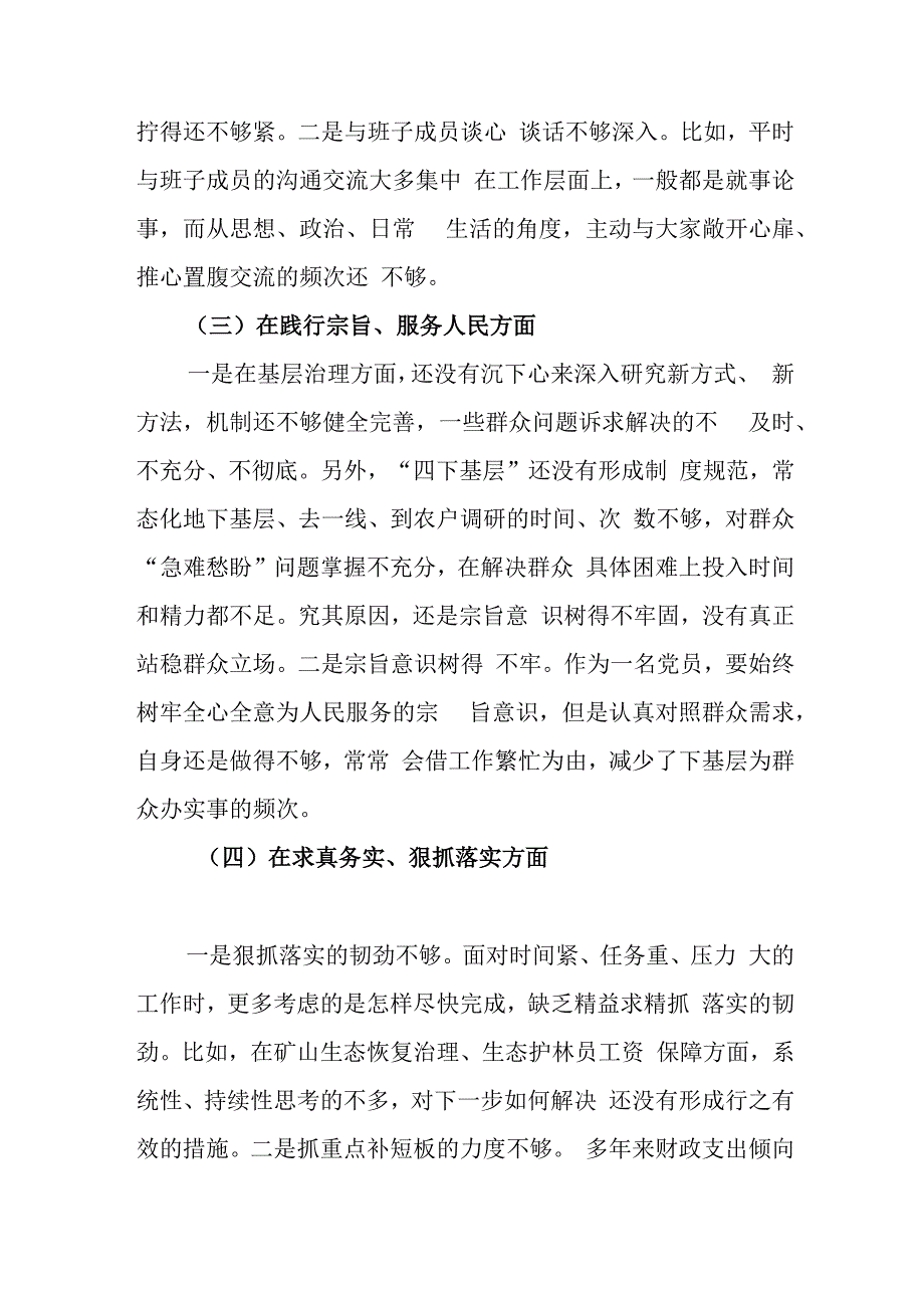 2024年度维护党中央权威和集中统一领导、履行全面从严治党责任、服务人民方面、狠抓落实方面、以身作则、廉洁自律方面专题民主生活会个人.docx_第2页