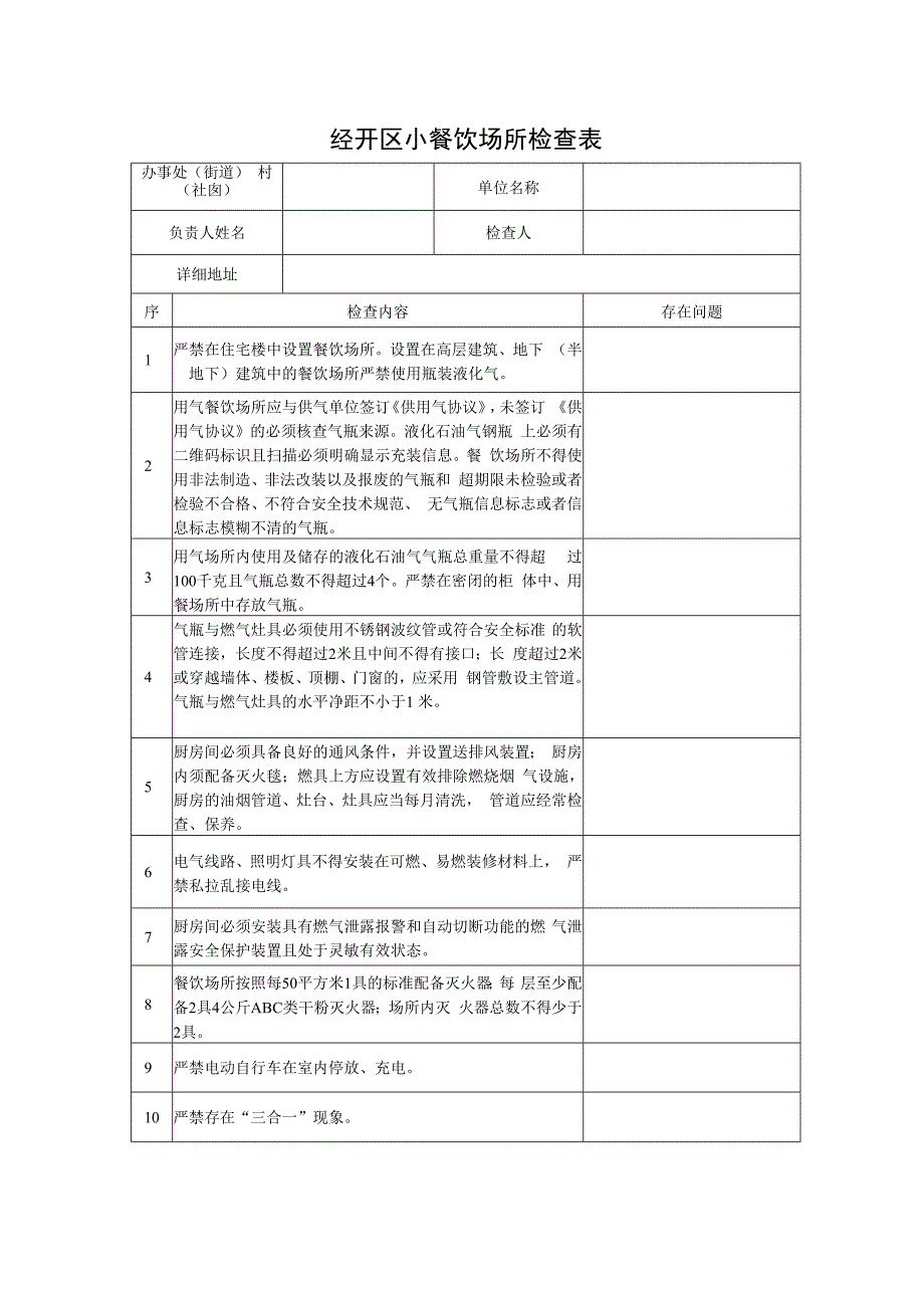 小餐饮场所一户一档检查表.docx_第1页