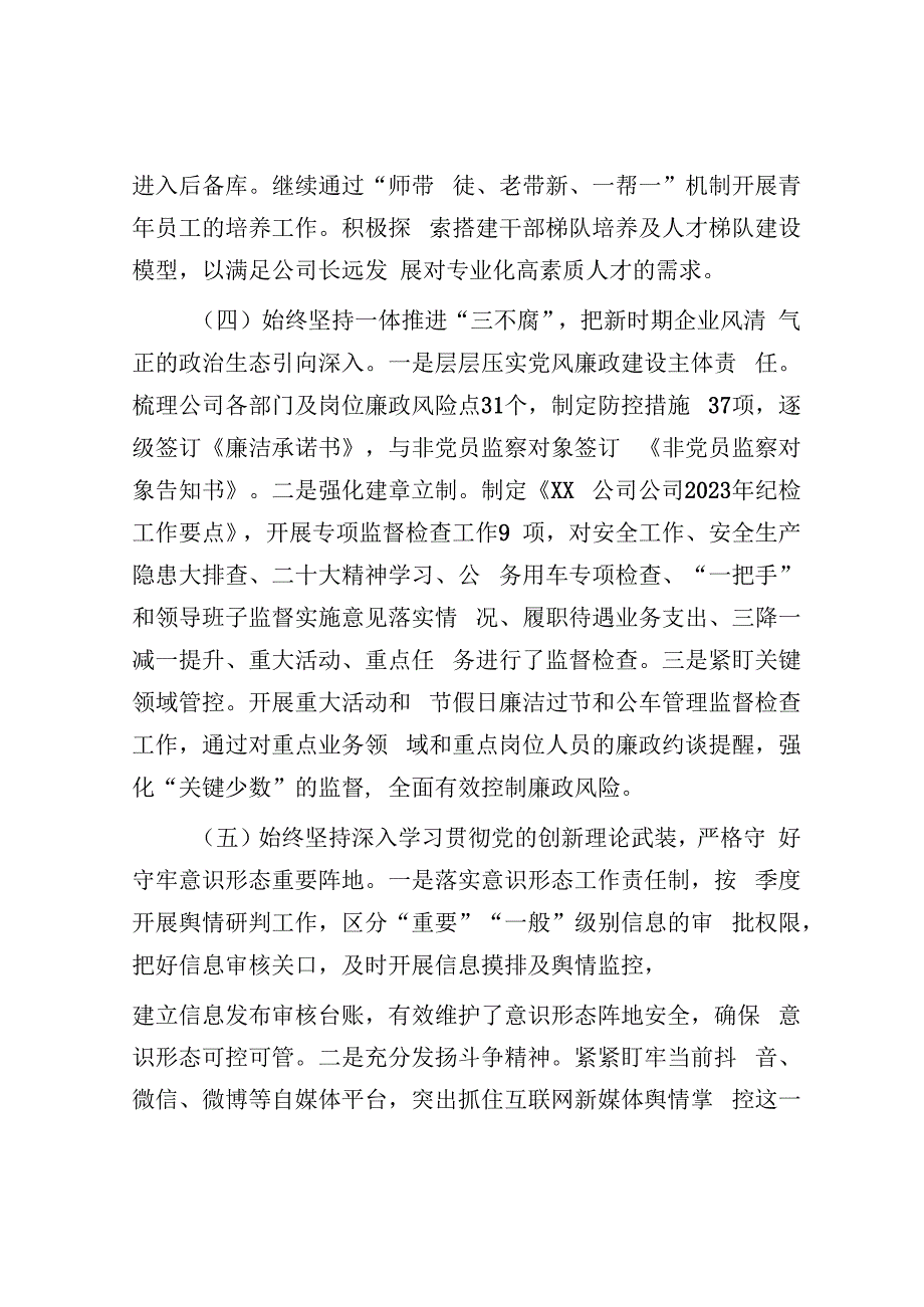 国企党支部2023年落实全面从严治党（党建）责任年中自查报告.docx_第3页