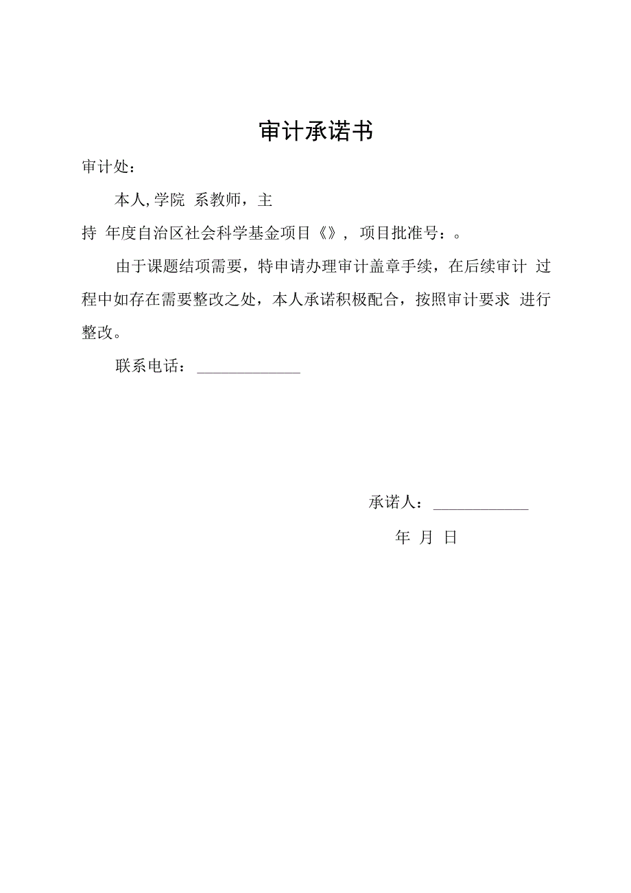 审计承诺书模板.docx_第1页